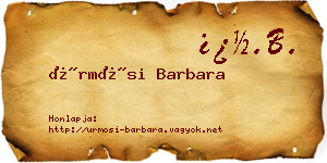 Ürmösi Barbara névjegykártya